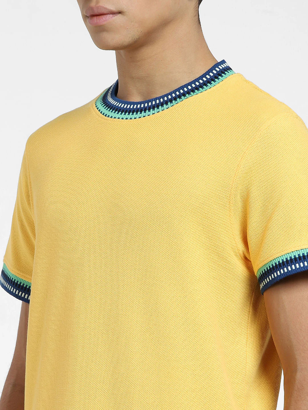 Yellow Patchwork Detail T-shirt - Image 5