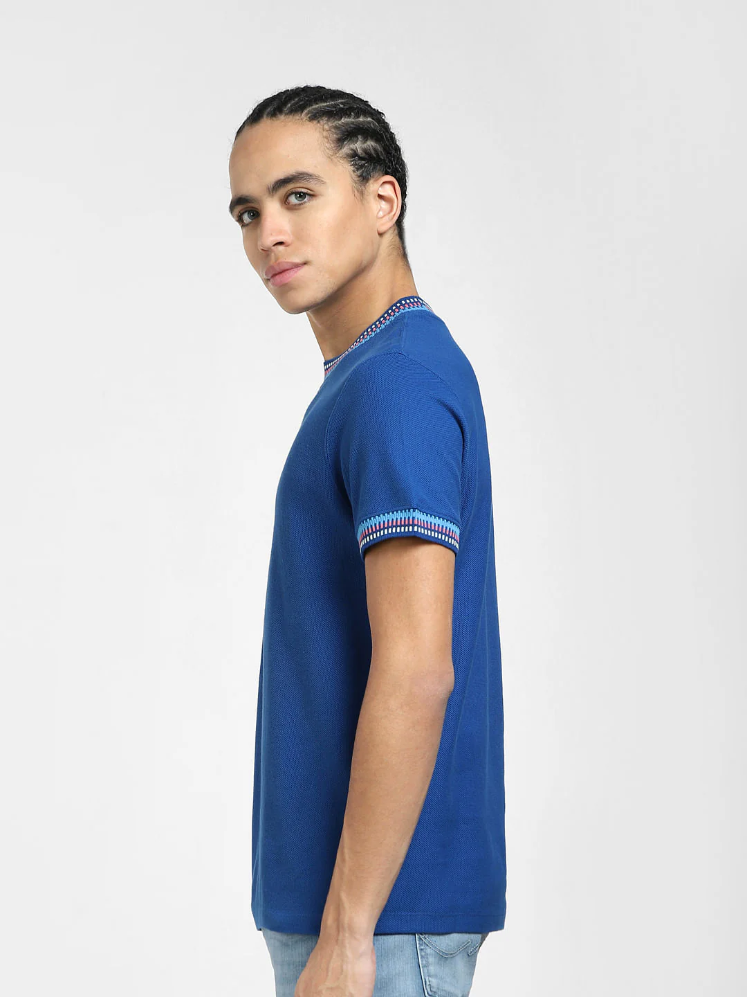 Blue Patchwork Detail T-shirt - Image 3
