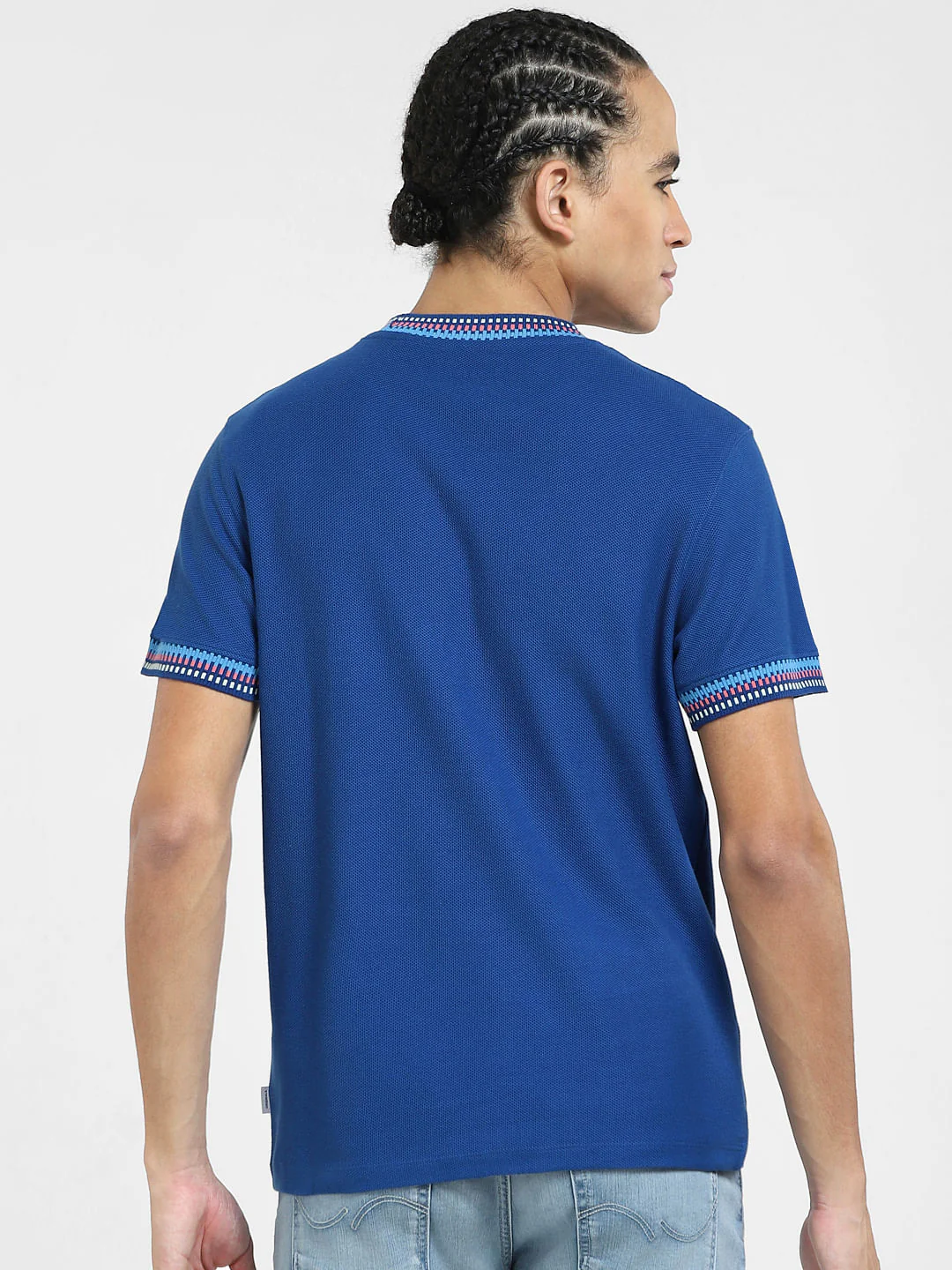 Blue Patchwork Detail T-shirt - Image 4