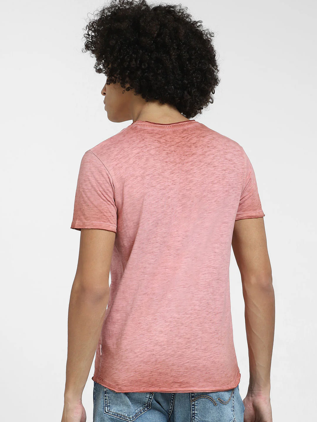 Red Raw Edge Crew Neck T-shirt - Image 4