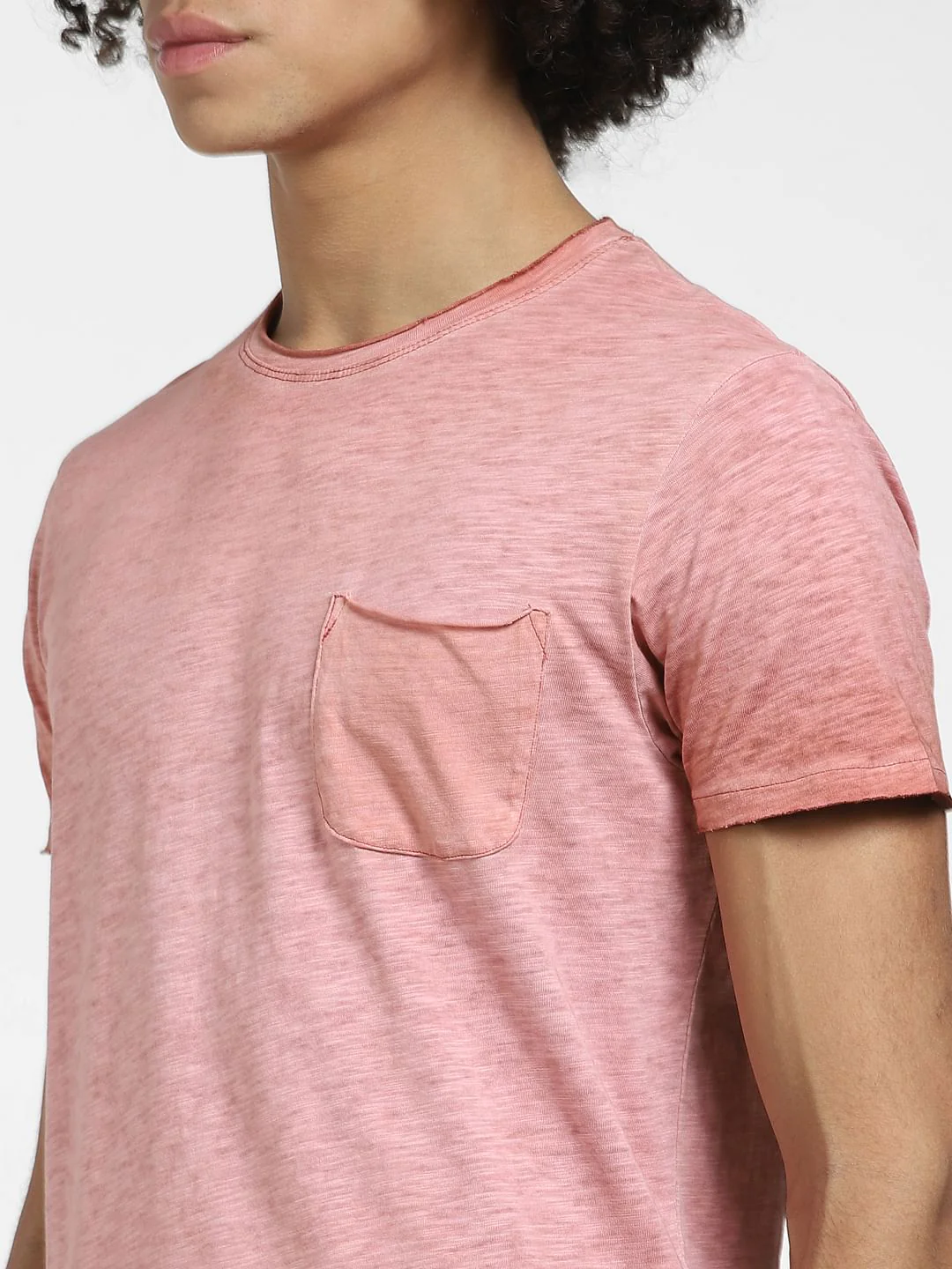 Red Raw Edge Crew Neck T-shirt - Image 5