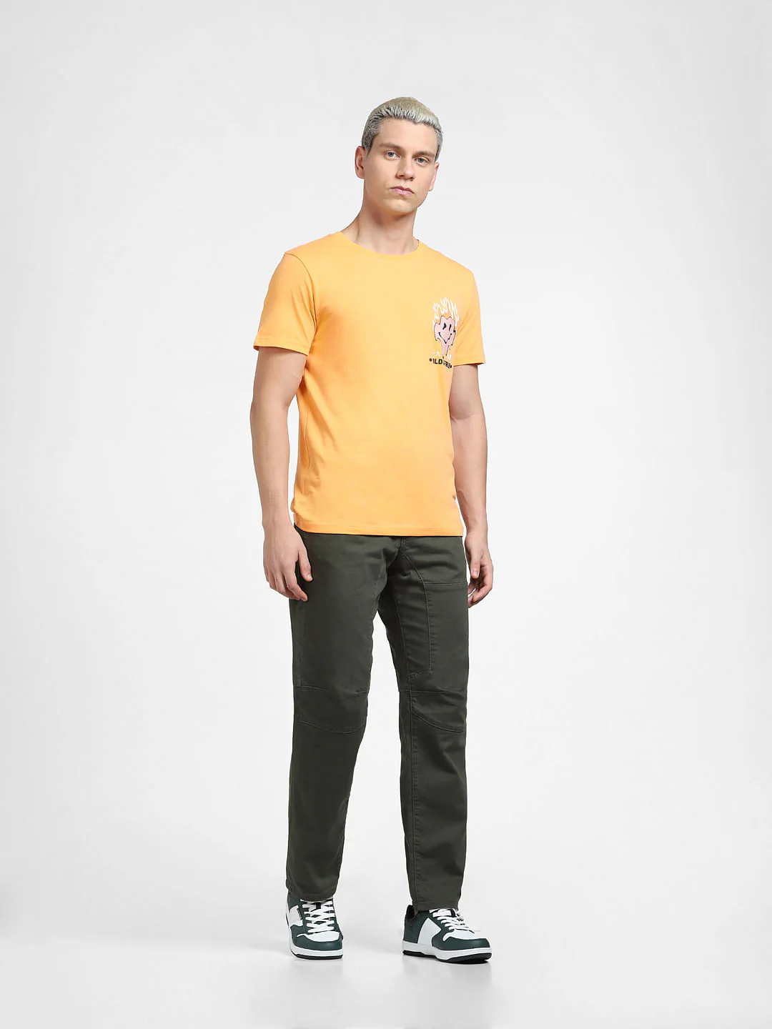 Orange Graphic Print Crew Neck T-shirt - Image 6