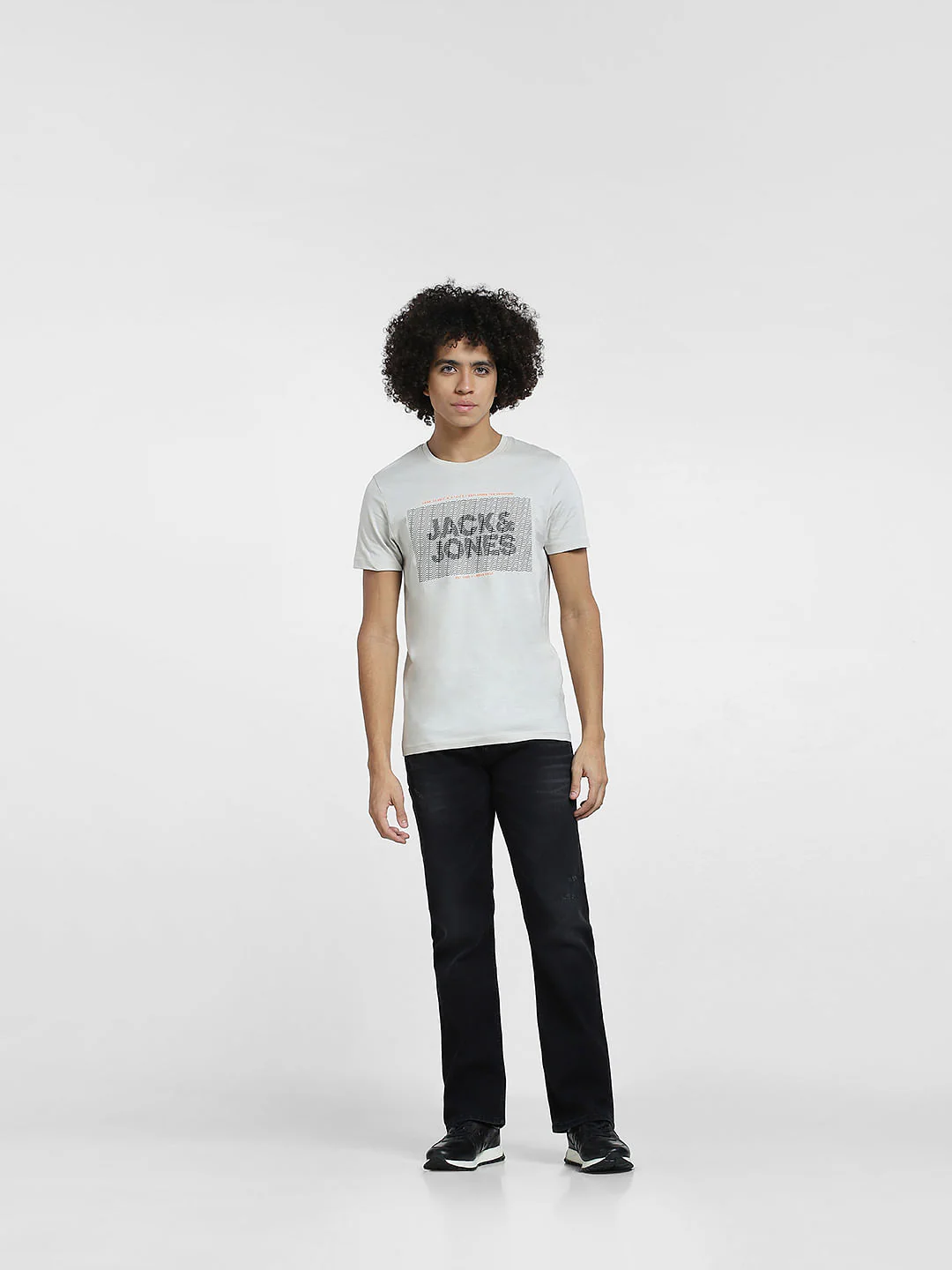 Grey Typographic Print Crew Neck T-shirt - Image 6