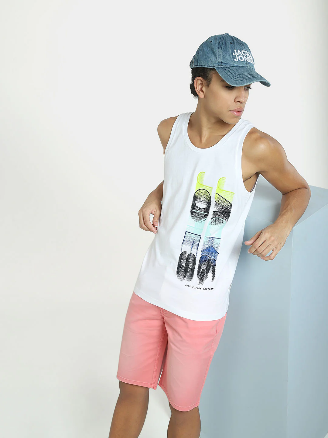 White Printed Cotton Vest