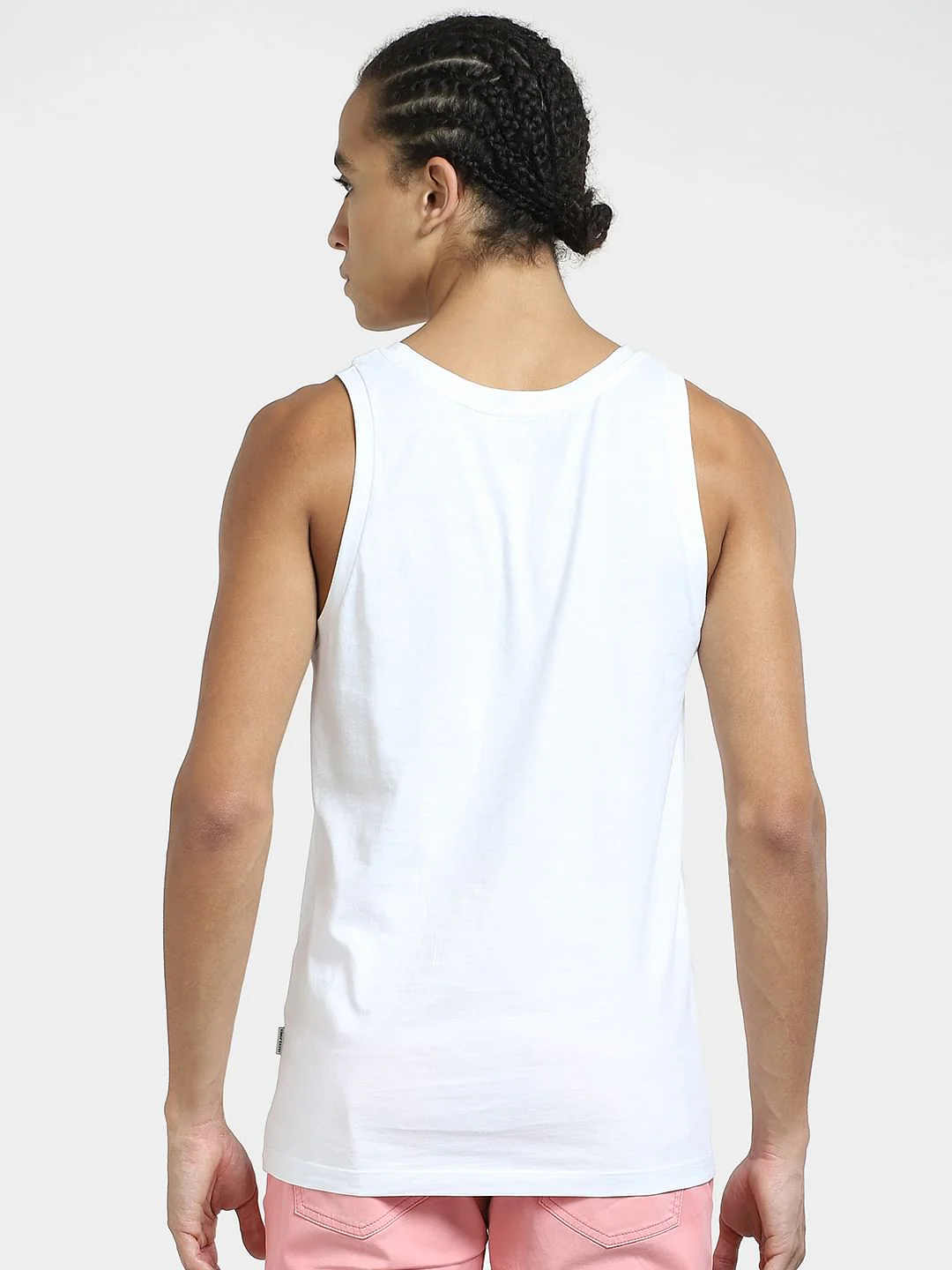 White Printed Cotton Vest - Image 4