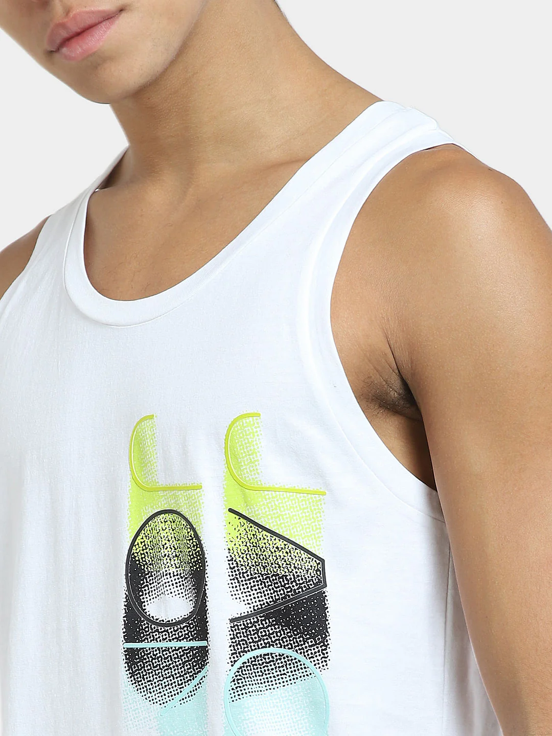 White Printed Cotton Vest - Image 5
