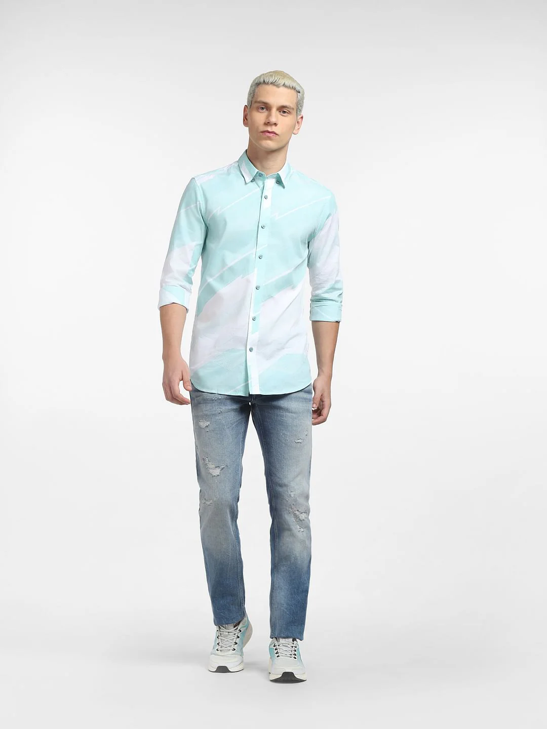 Aqua Printed Full Sleeves Shirt - Image 6