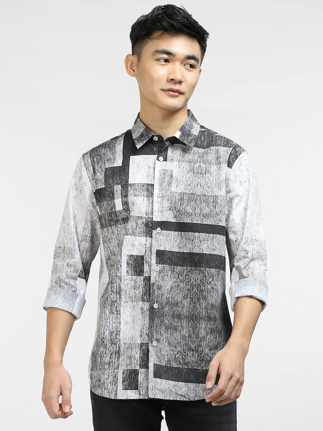 Black Printed Full Sleeves Shirt - Image 2