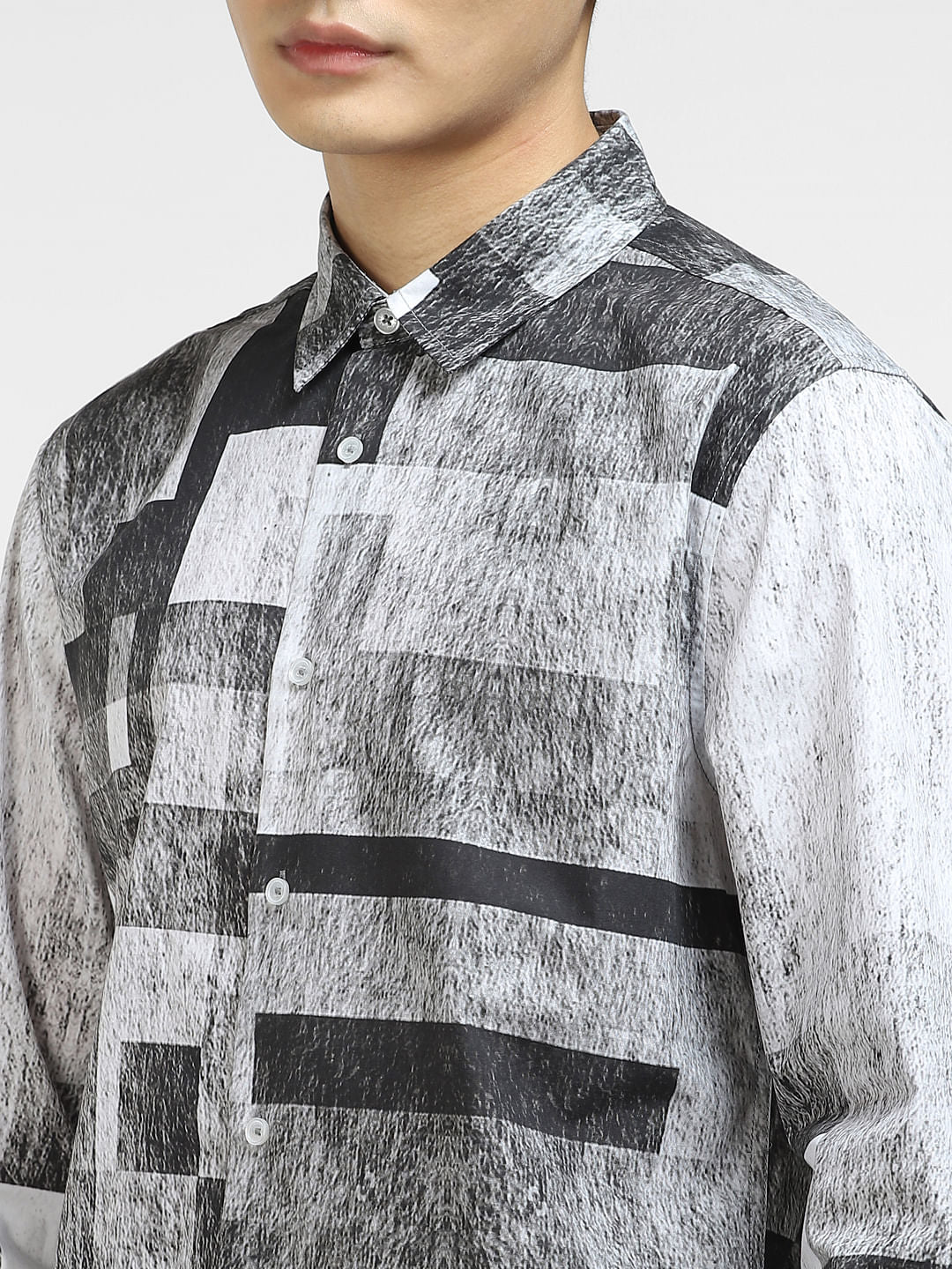Black Printed Full Sleeves Shirt - Image 5