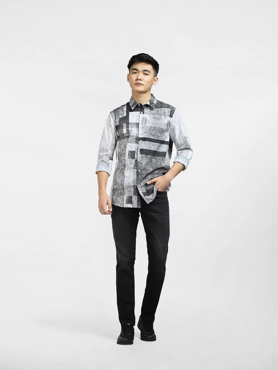 Black Printed Full Sleeves Shirt - Image 6