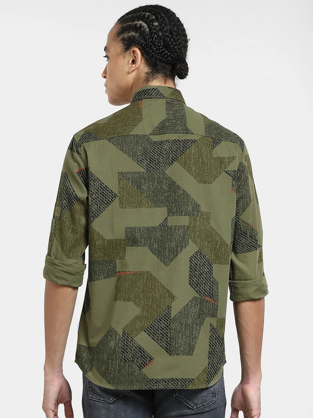 Green Printed Full Sleeves Shirt - Image 4