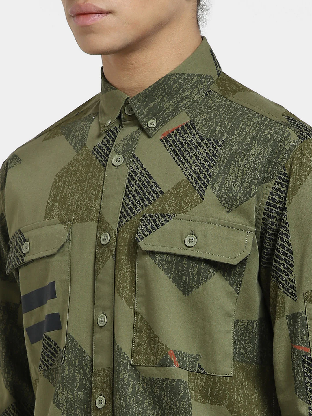 Green Printed Full Sleeves Shirt - Image 5