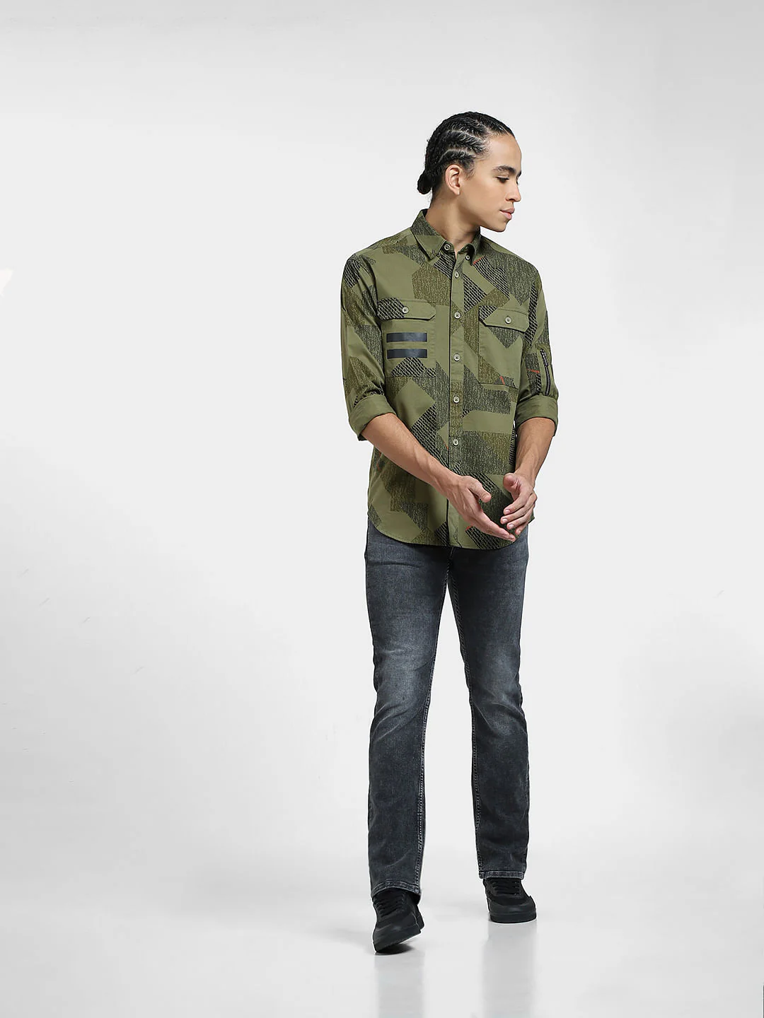 Green Printed Full Sleeves Shirt - Image 6