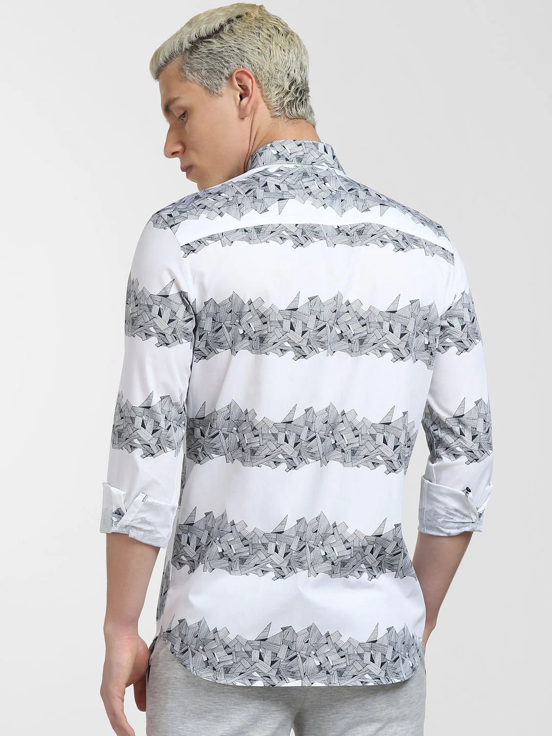 White Printed Full Sleeves Shirt - Image 4