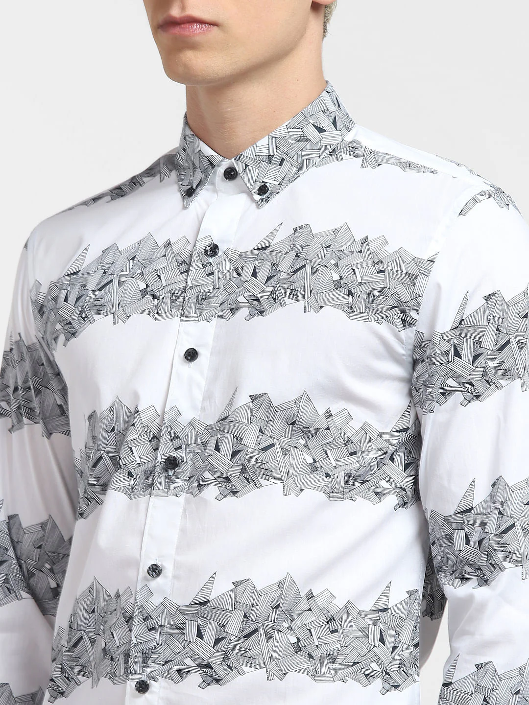 White Printed Full Sleeves Shirt - Image 5