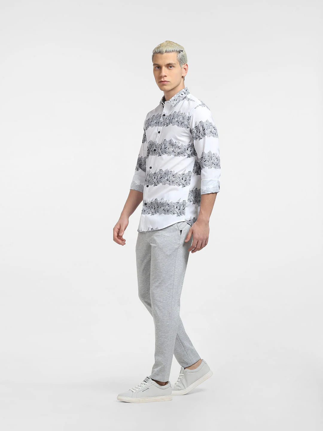 White Printed Full Sleeves Shirt - Image 6