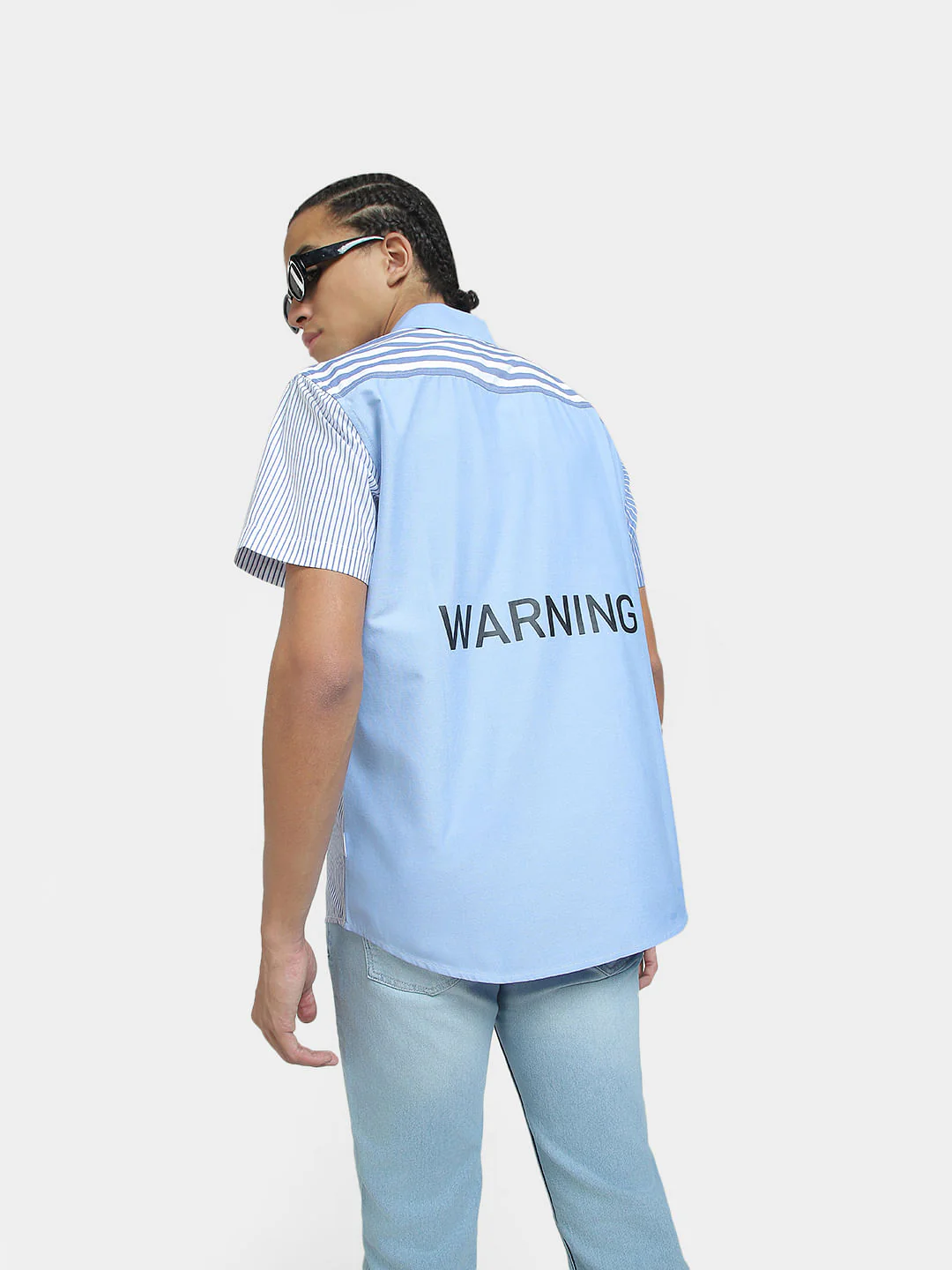 Blue Striped Short Sleeves Shirt