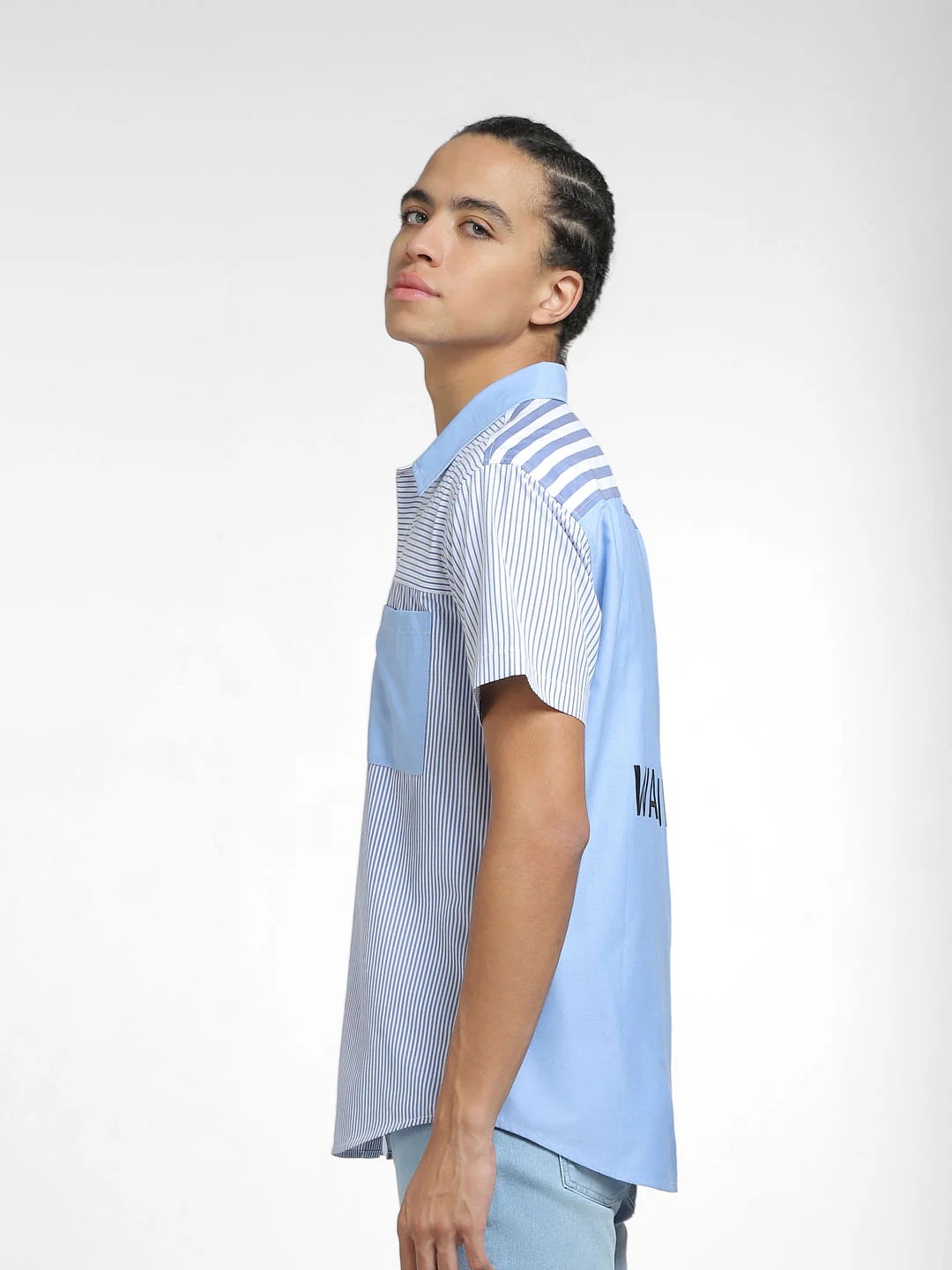 Blue Striped Short Sleeves Shirt - Image 3