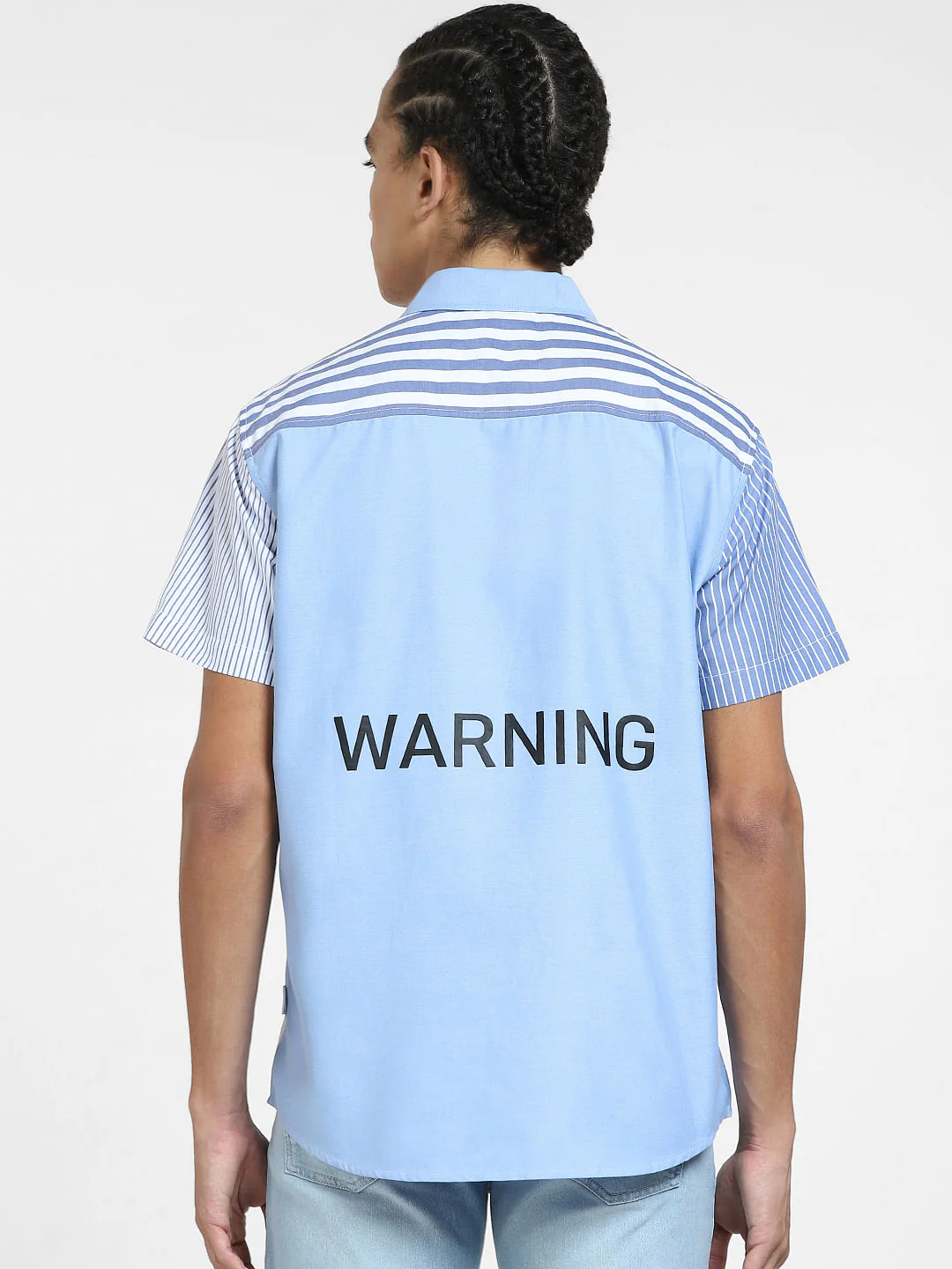 Blue Striped Short Sleeves Shirt - Image 4