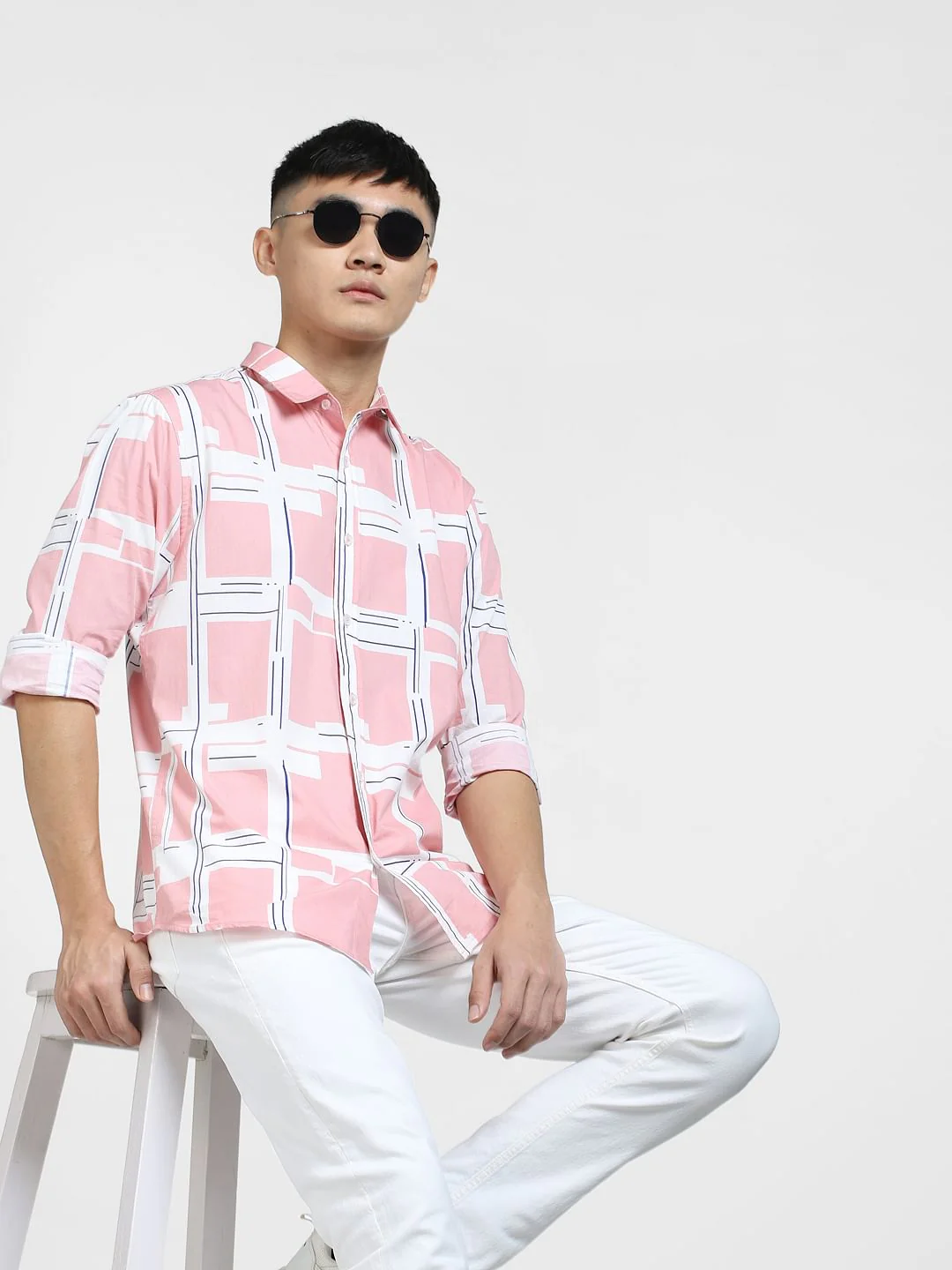 Pink Printed Full Sleeves Shirt