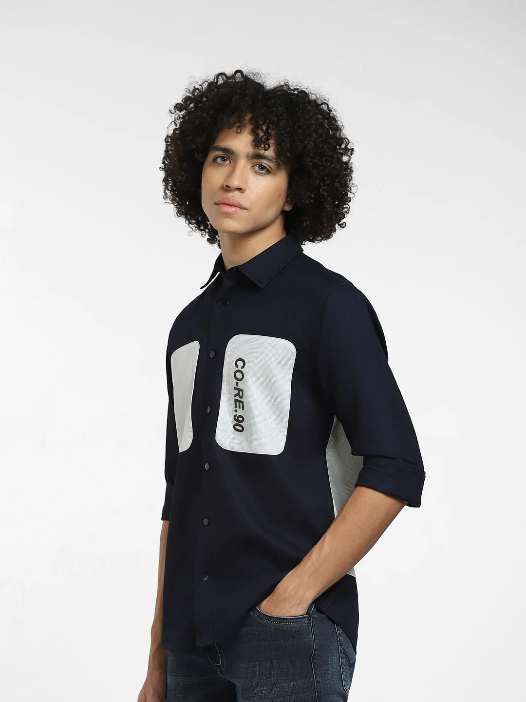 Blue Cut & Sew Full Sleeves Shirt - Image 3