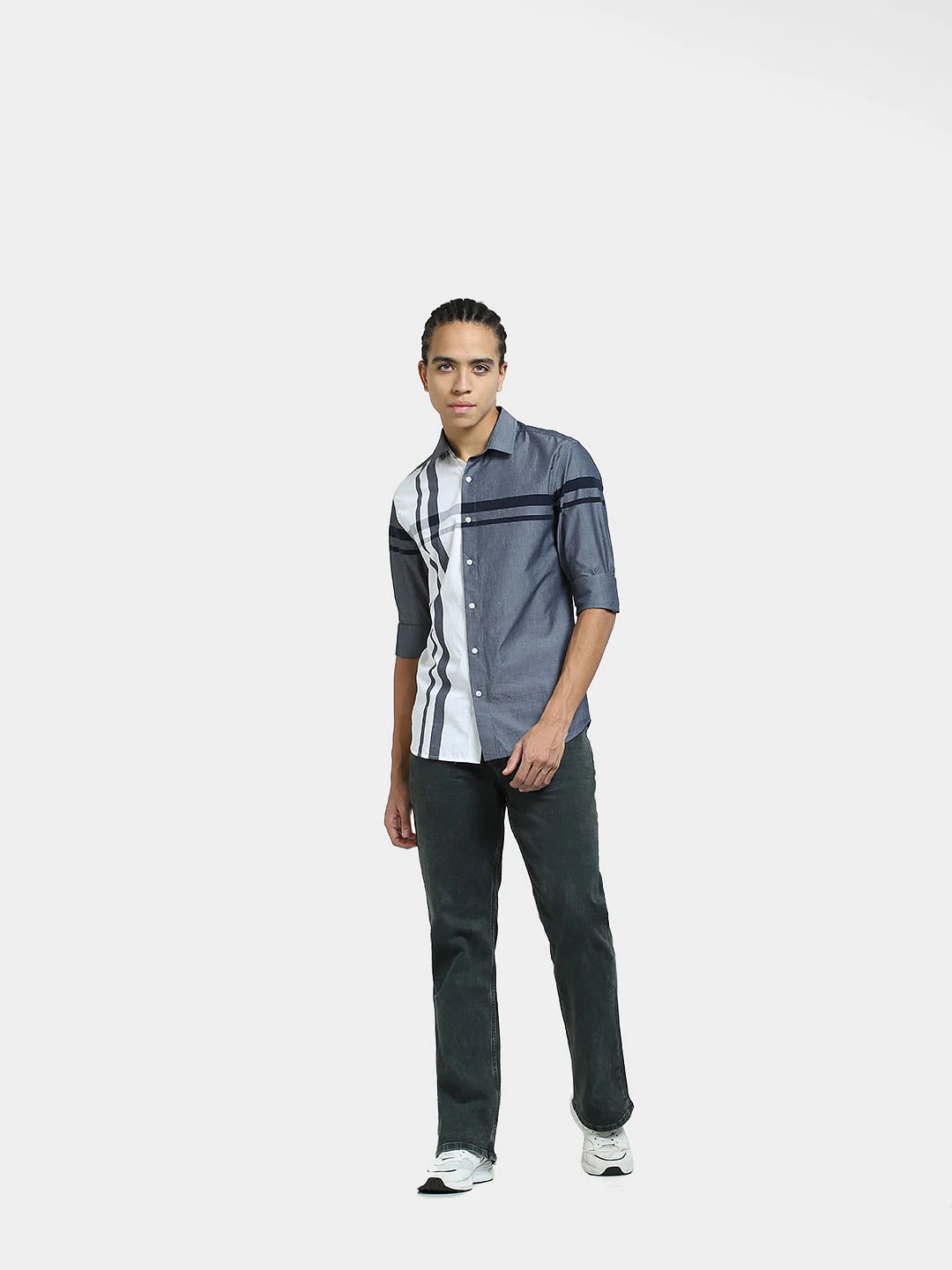 Blue Colourblocked Full Sleeves Shirt - Image 6