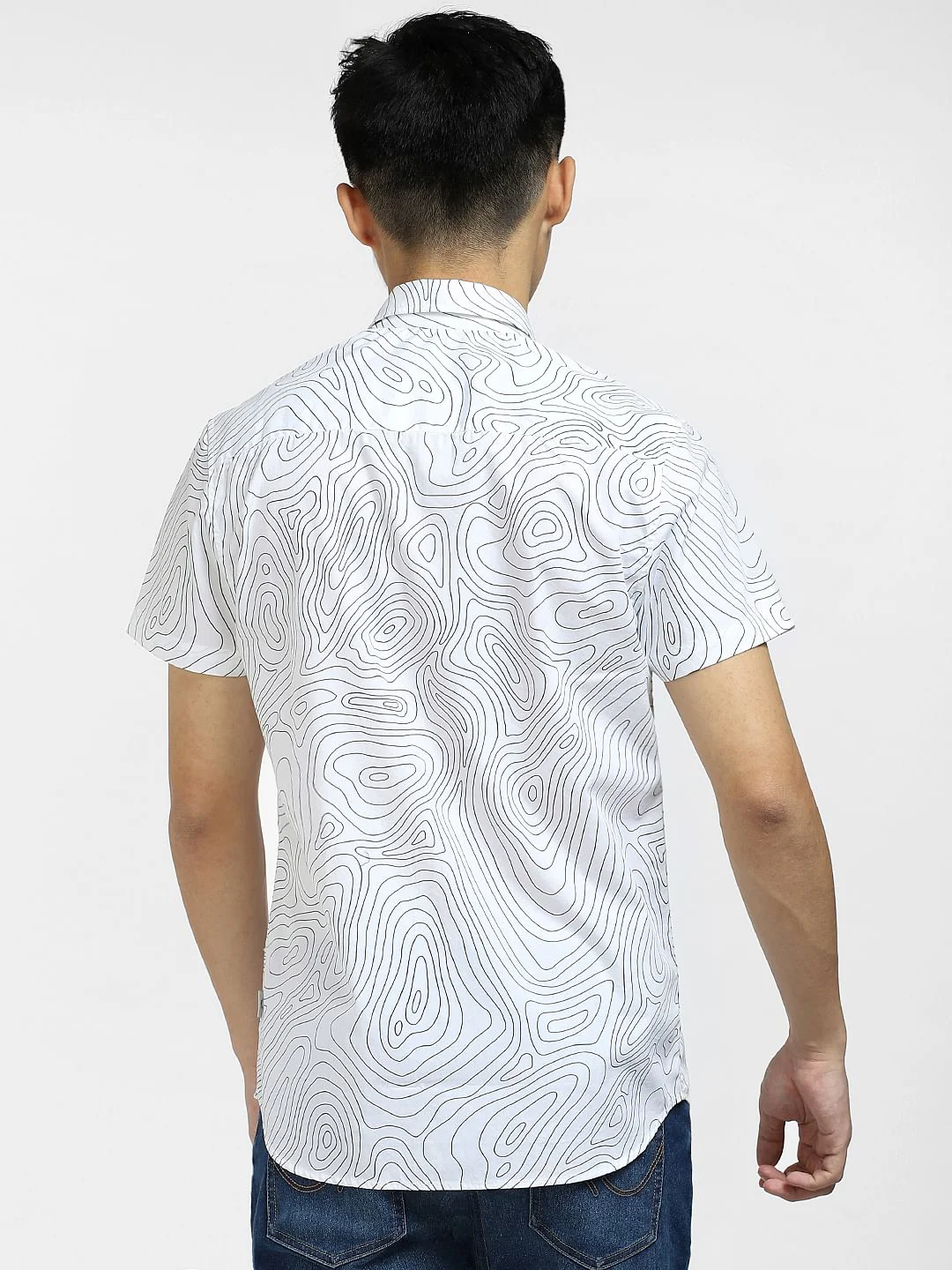 White Printed Short Sleeves Shirt - Image 4