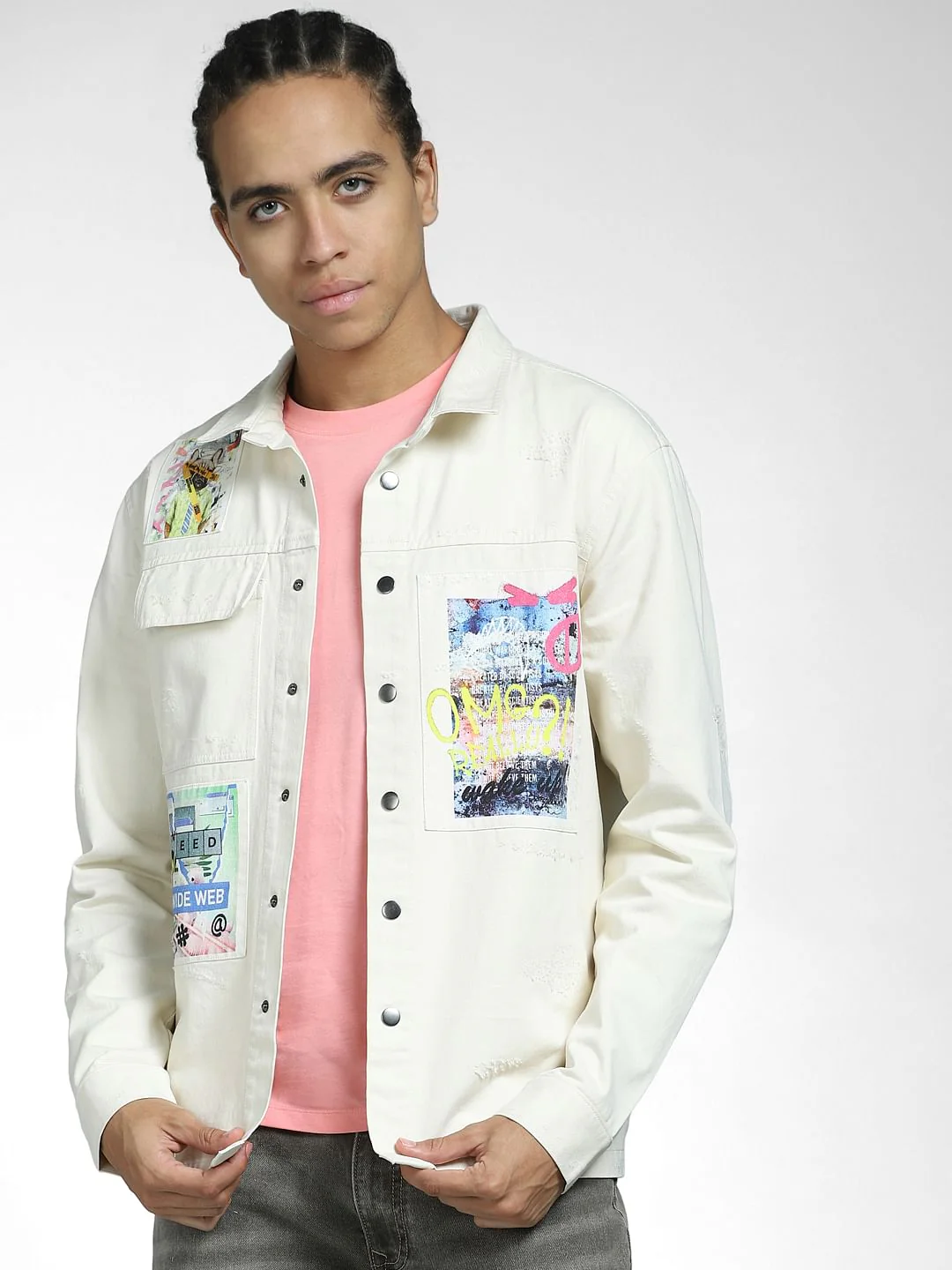 METAVERSE Off-White Graphic Printed Overshirt - Image 2