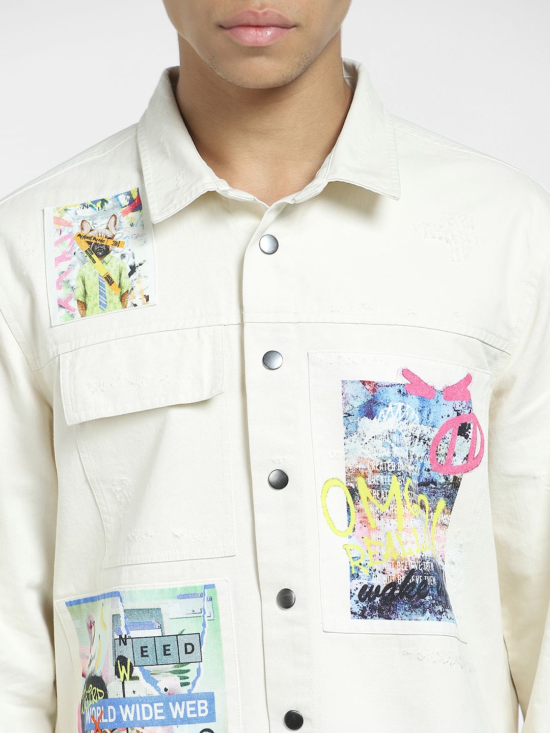 METAVERSE Off-White Graphic Printed Overshirt - Image 5