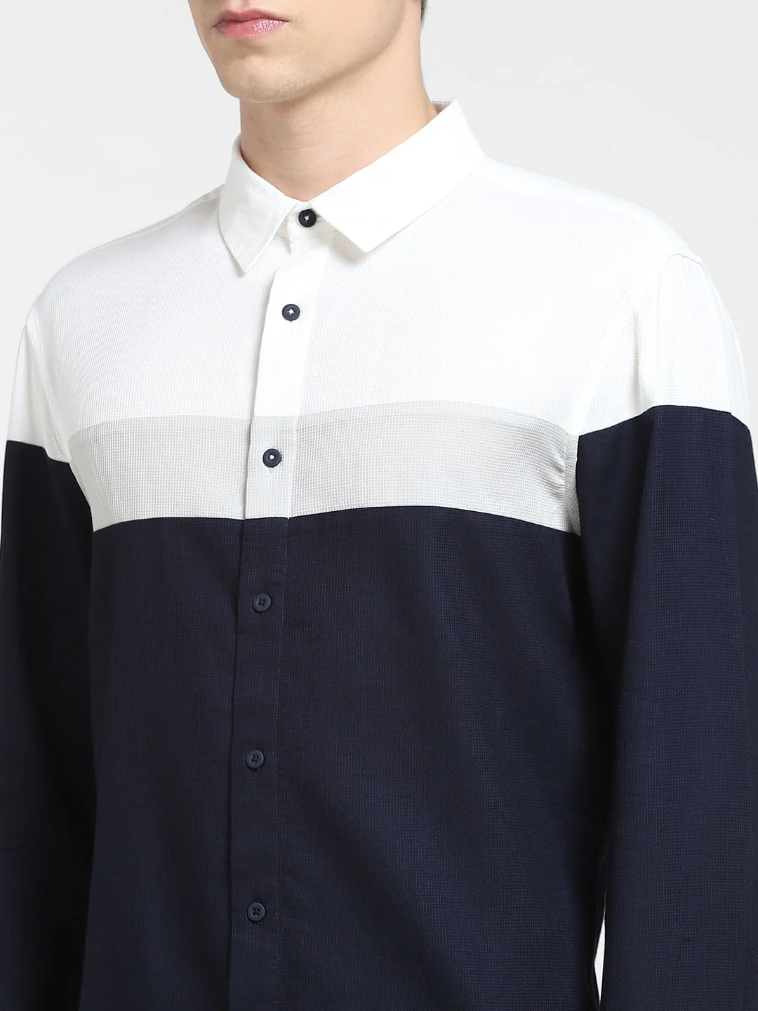 Blue Colourblocked Full Sleeves Shirt - Image 5