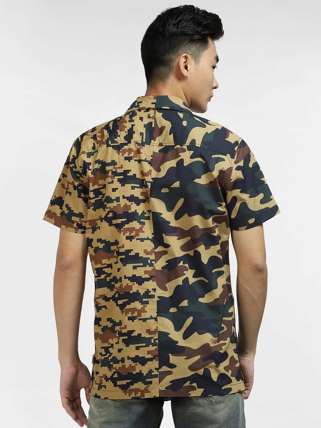 Brown Camo Print Short Sleeves Shirt - Image 4