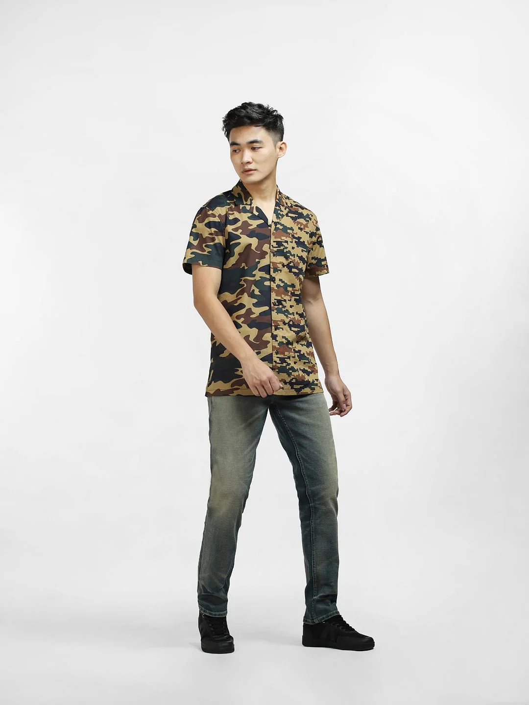 Brown Camo Print Short Sleeves Shirt - Image 6