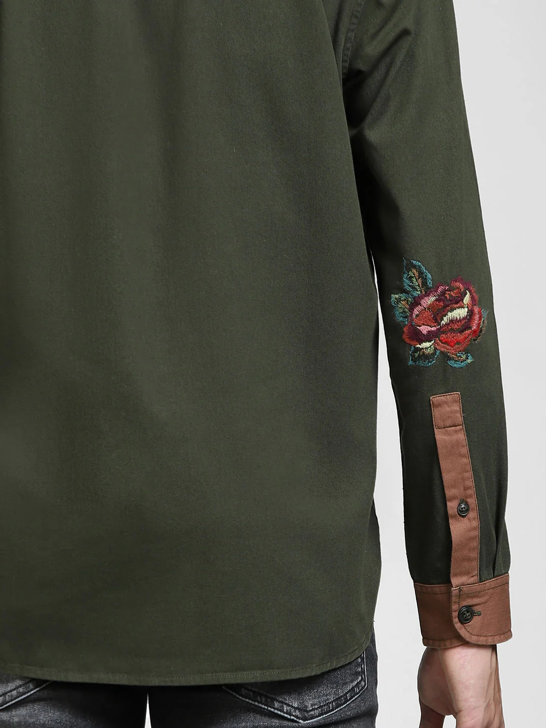 Deep Green Embroidered Full Sleeves Shirt - Image 8