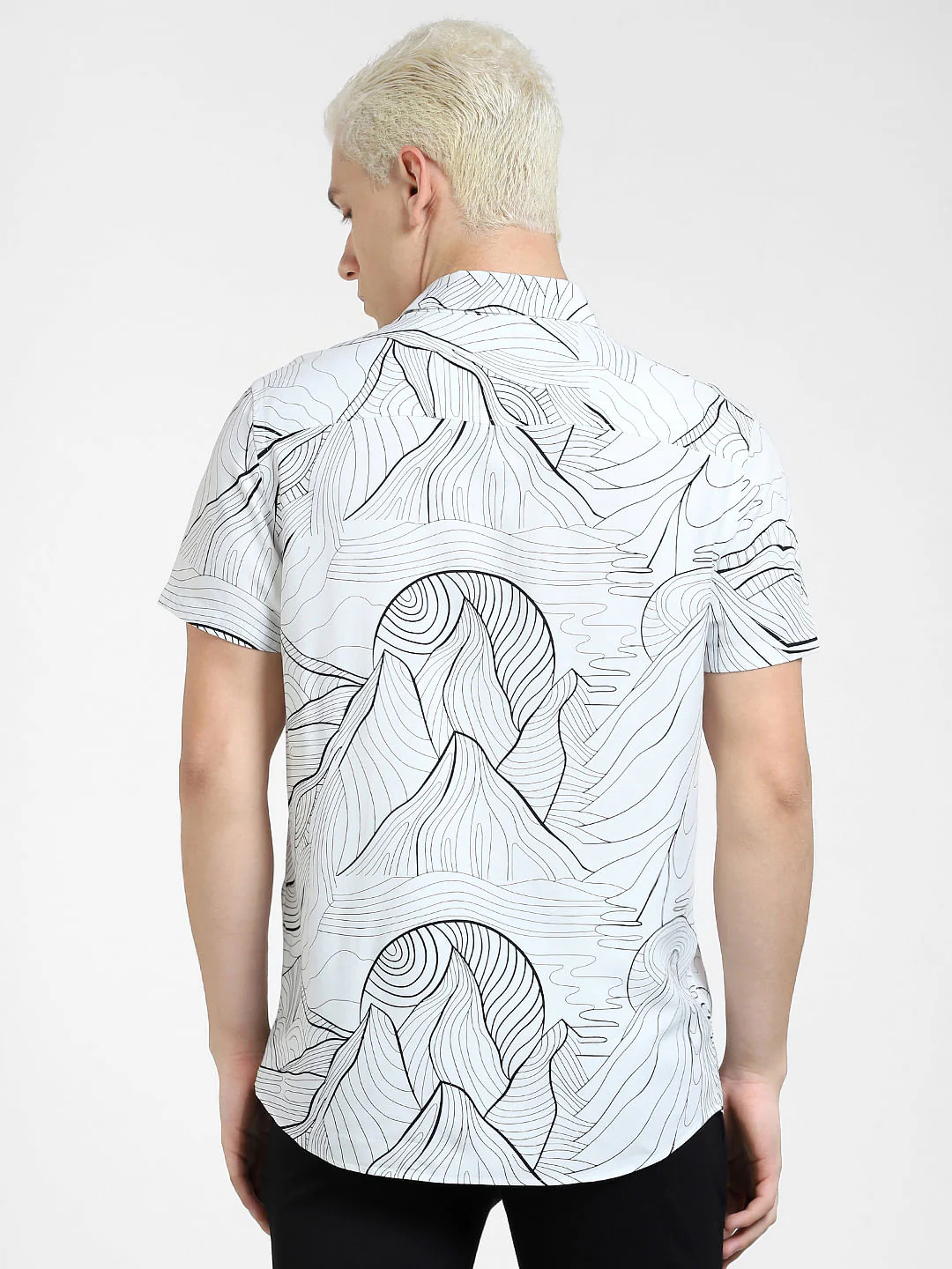 White Printed Short Sleeves Shirt - Image 4