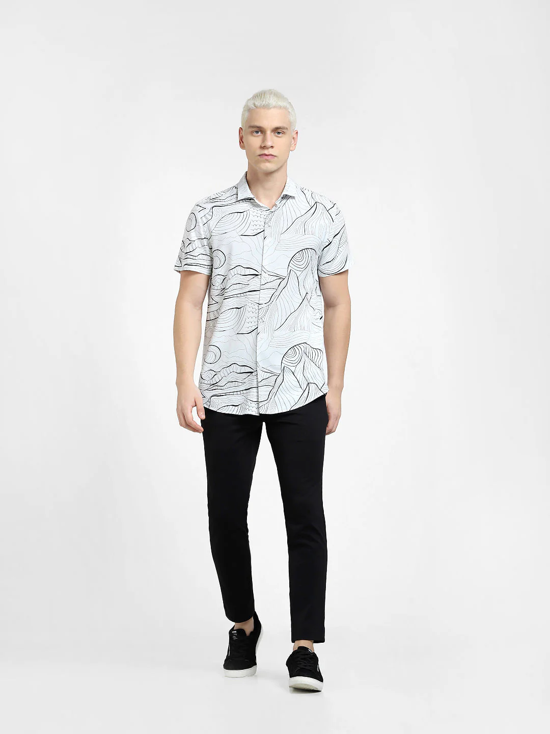 White Printed Short Sleeves Shirt - Image 6