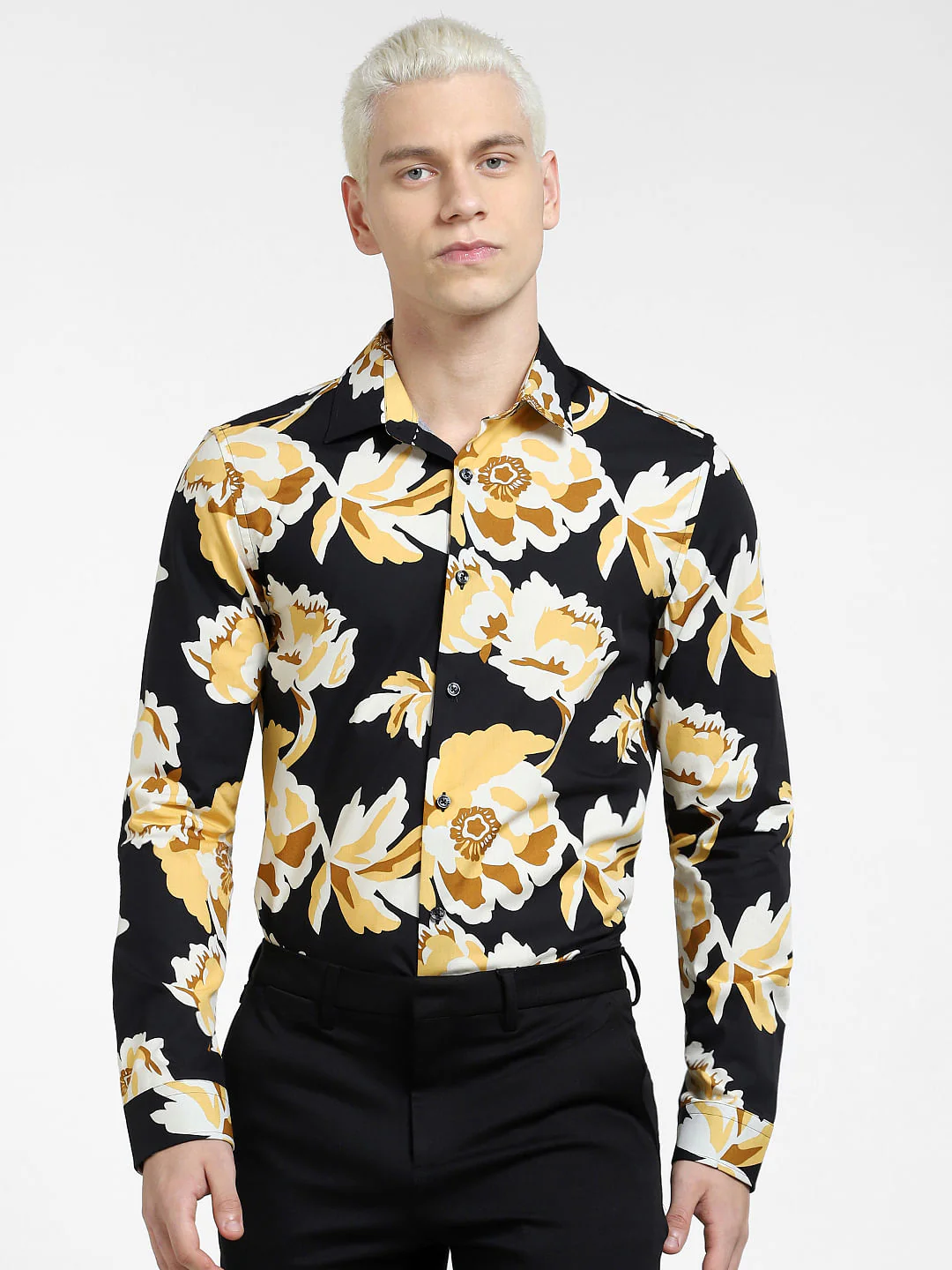 Black Floral Full Sleeves Shirt - Image 2