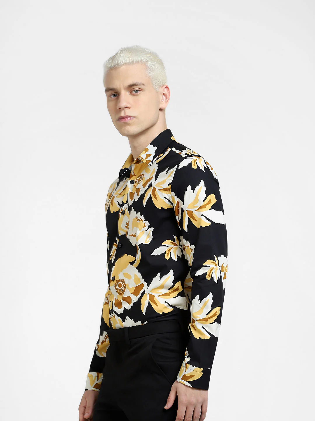 Black Floral Full Sleeves Shirt - Image 3