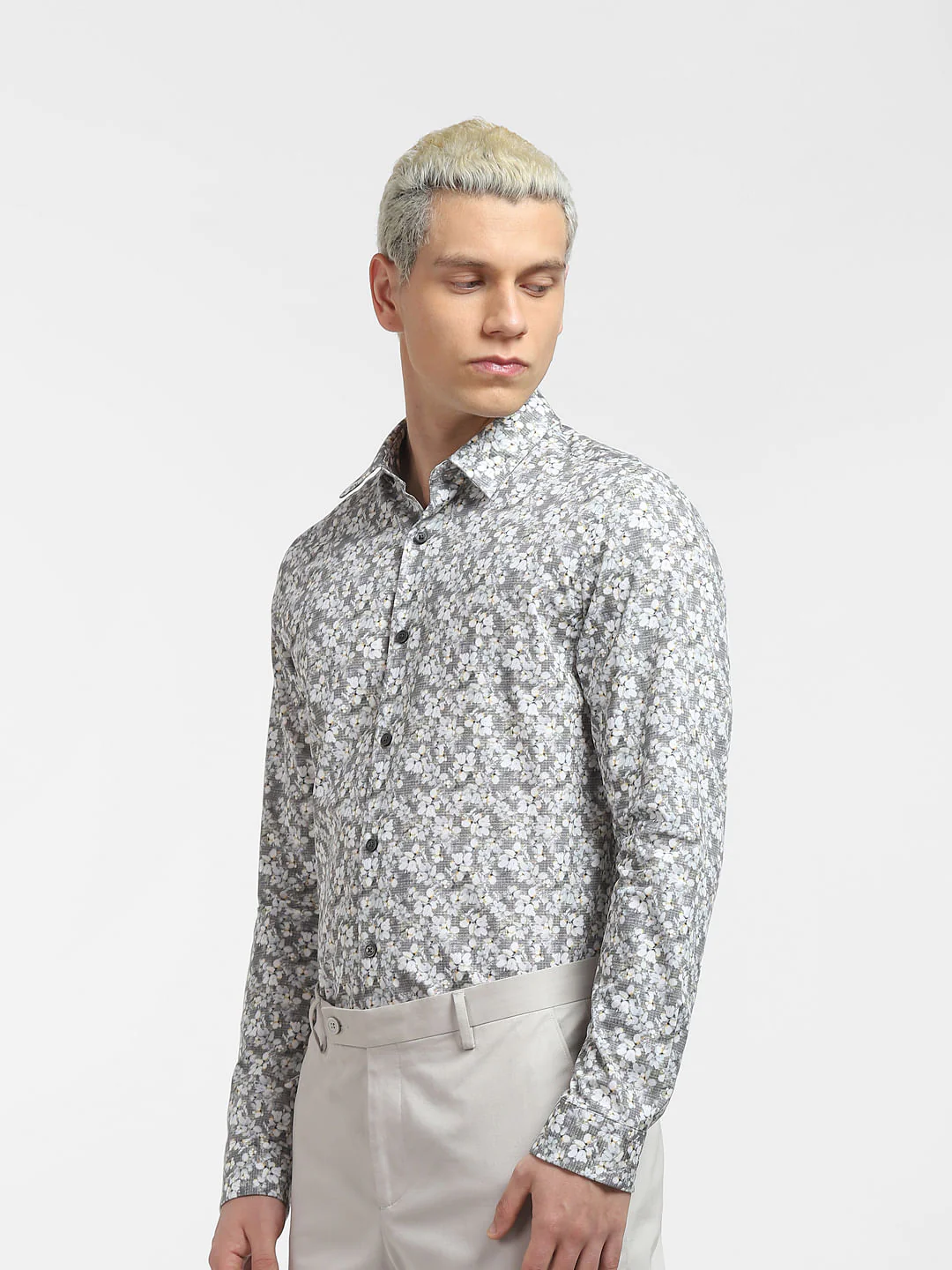 Green Floral Print Full Sleeves Shirt - Image 3