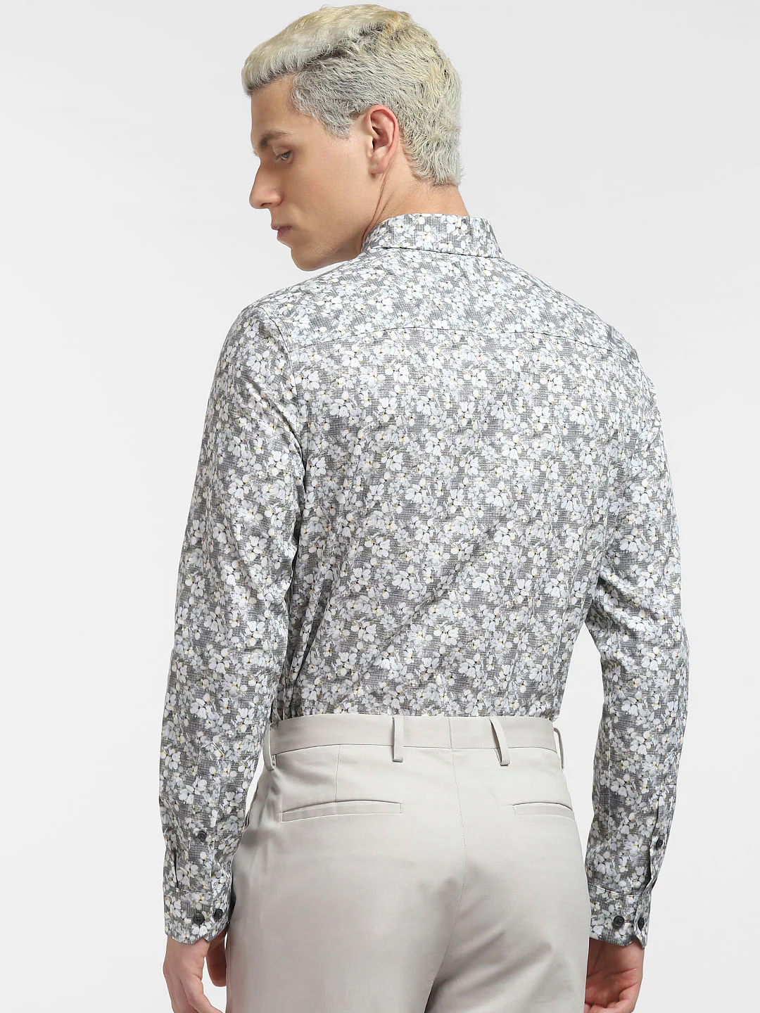 Green Floral Print Full Sleeves Shirt - Image 4