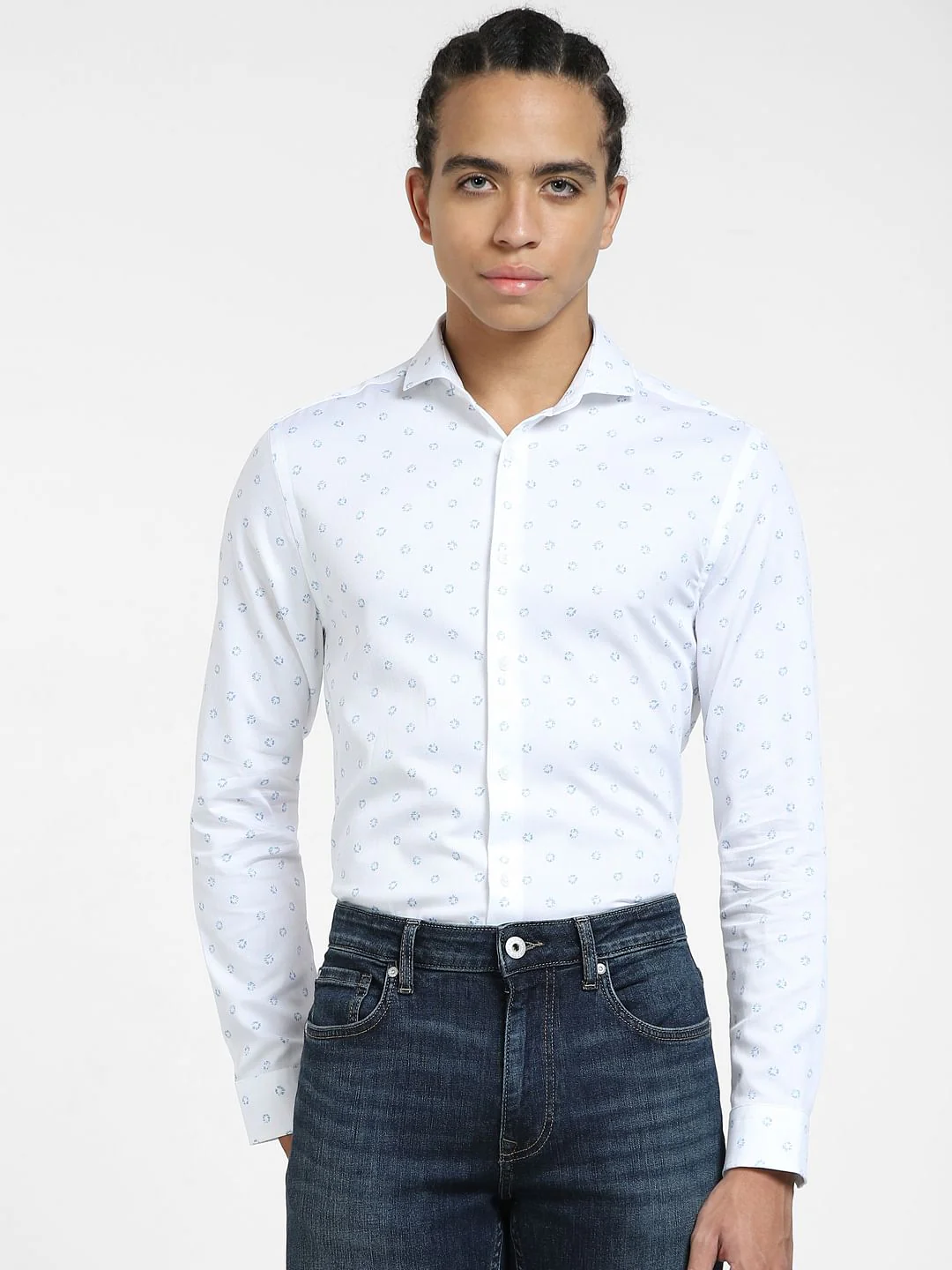 White Printed Full Sleeves Shirt - Image 2