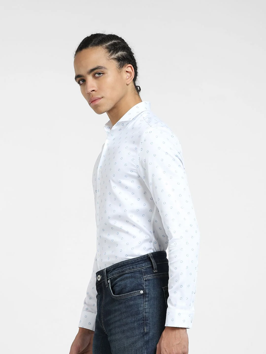 White Printed Full Sleeves Shirt - Image 3