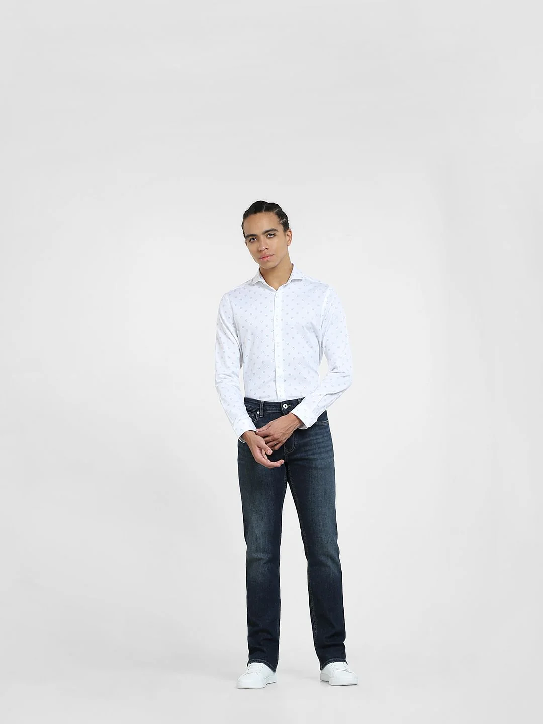 White Printed Full Sleeves Shirt - Image 6