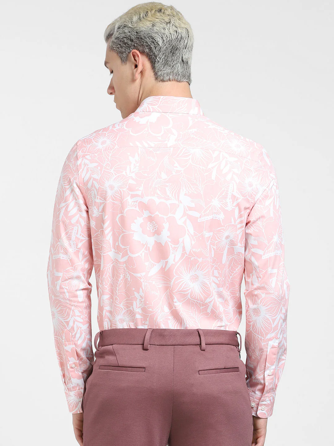 Peach Floral Print Full Sleeves Shirt - Image 4