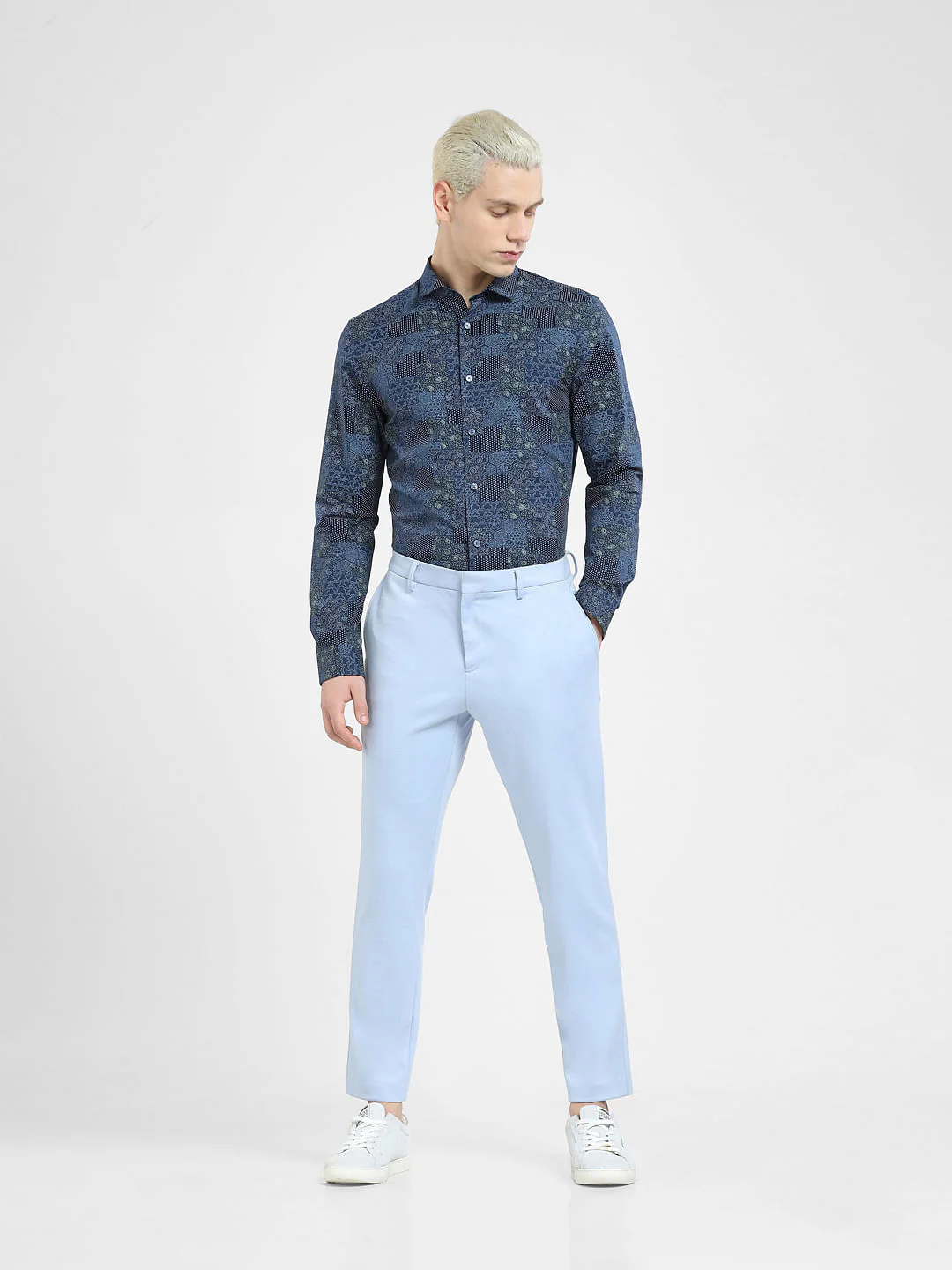 Dark Blue Printed Full Sleeves Shirt - Image 6