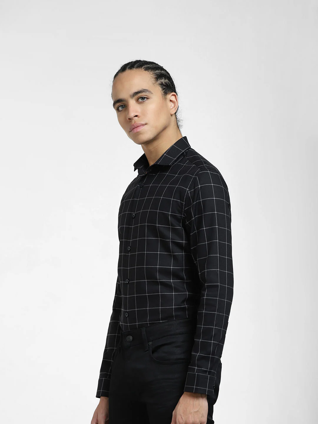 Black Check Full Sleeves Shirt - Image 3