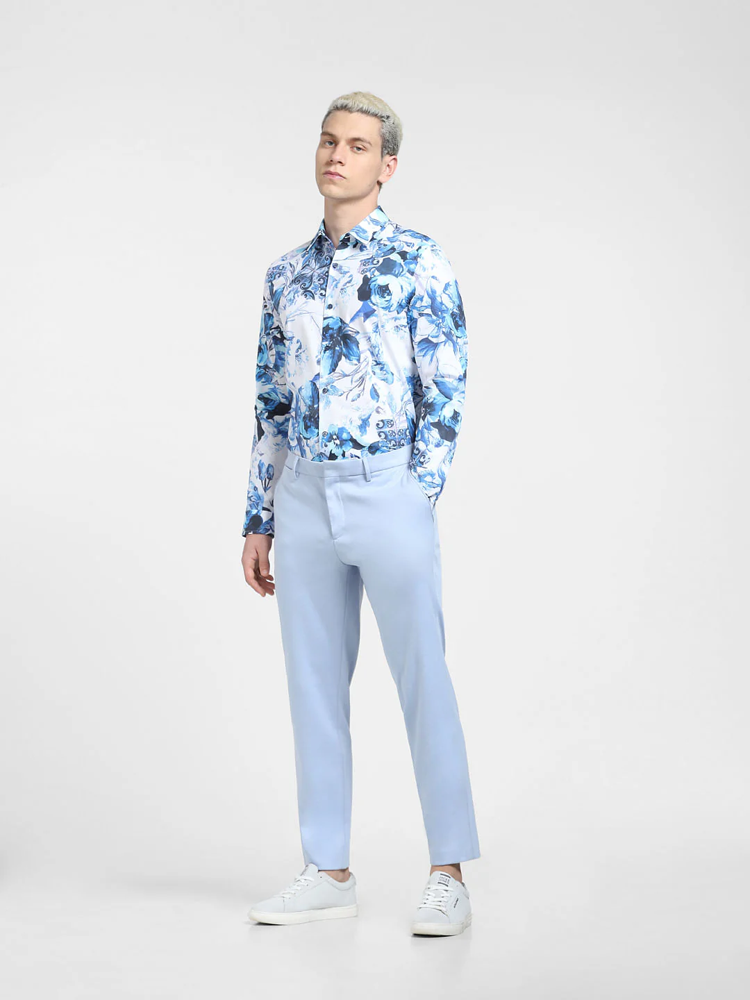 Blue Printed Full Sleeves Shirt - Image 6
