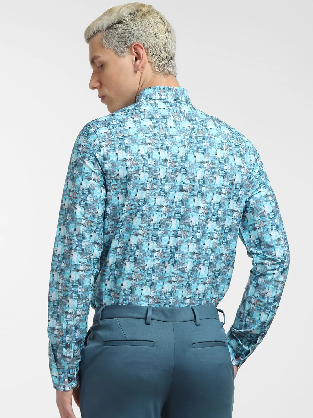 Blue Abstract Print Full Sleeves Shirt - Image 4