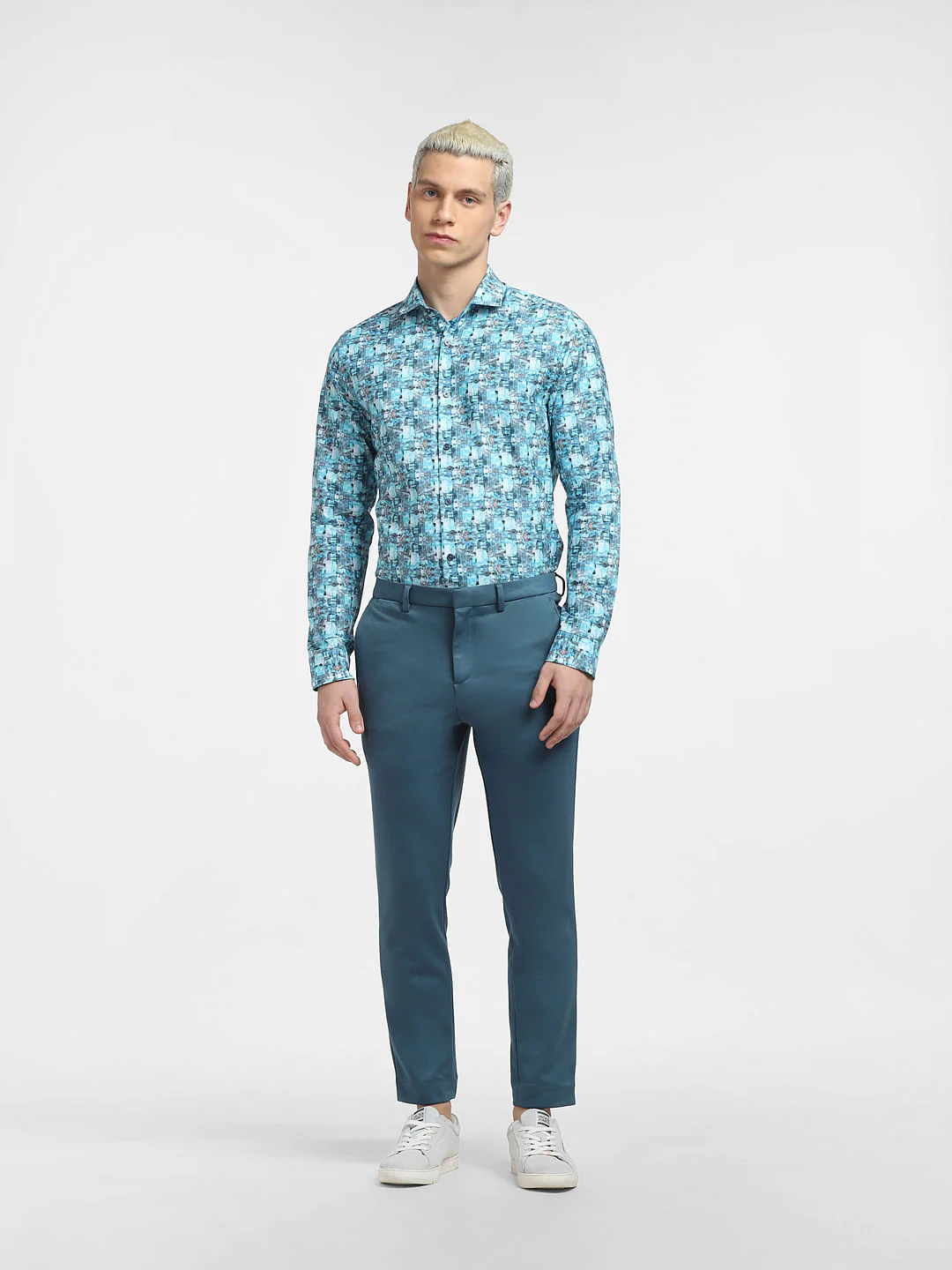 Blue Abstract Print Full Sleeves Shirt - Image 6