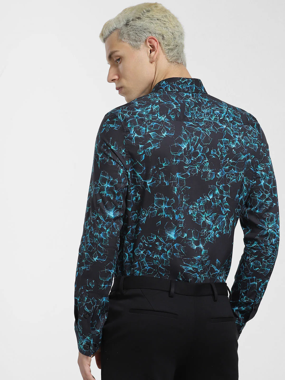 Blue Printed Full Sleeves Shirt - Image 4