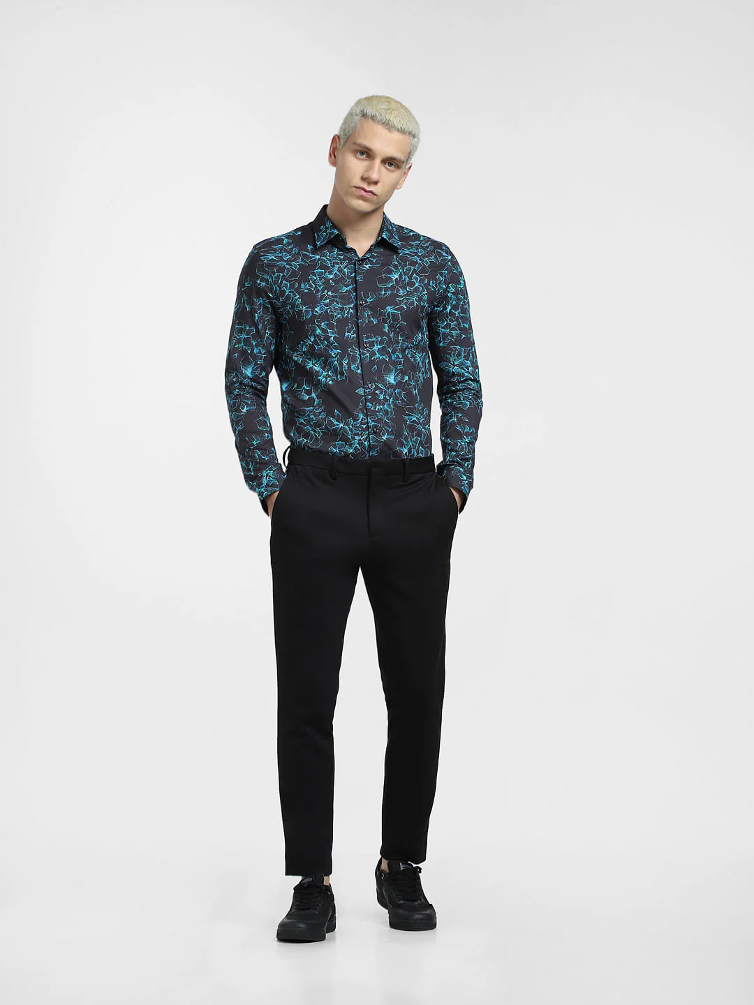 Blue Printed Full Sleeves Shirt - Image 6